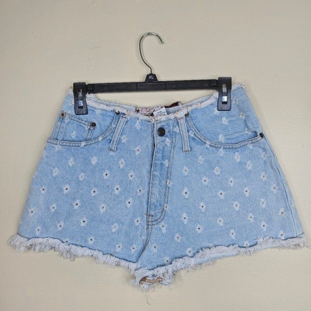 Cotton express vintage denim shorts with mini distressed holes design size 9/10